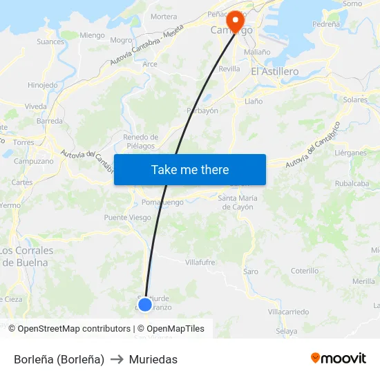 Borleña (Borleña) to Muriedas map
