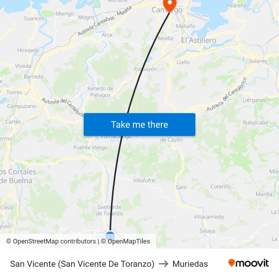 San Vicente (San Vicente De Toranzo) to Muriedas map