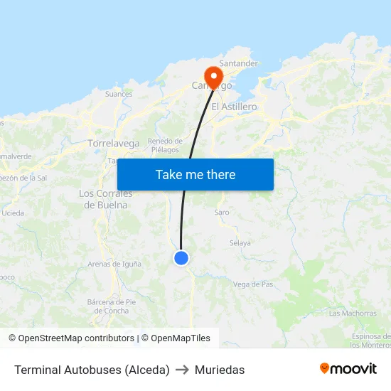 Terminal Autobuses (Alceda) to Muriedas map