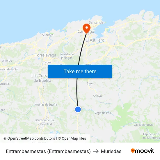 Entrambasmestas (Entrambasmestas) to Muriedas map