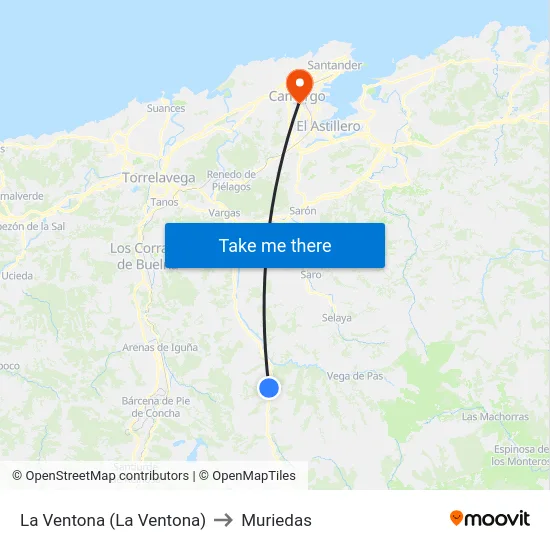 La Ventona (La Ventona) to Muriedas map