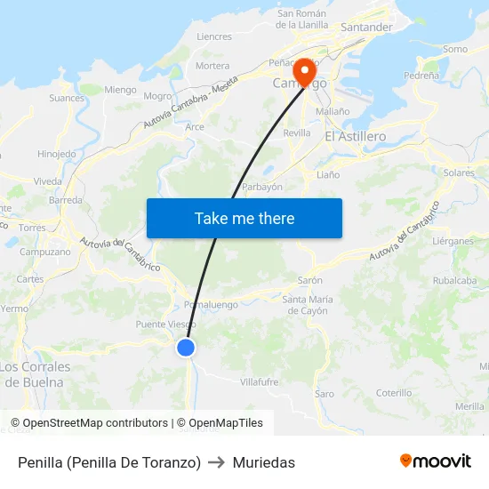 Penilla (Penilla De Toranzo) to Muriedas map