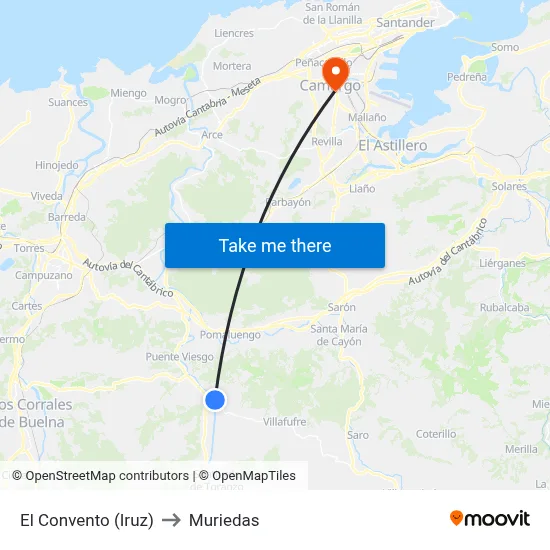 El Convento (Iruz) to Muriedas map