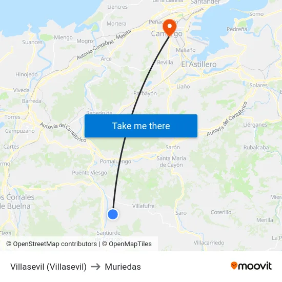 Villasevil (Villasevil) to Muriedas map