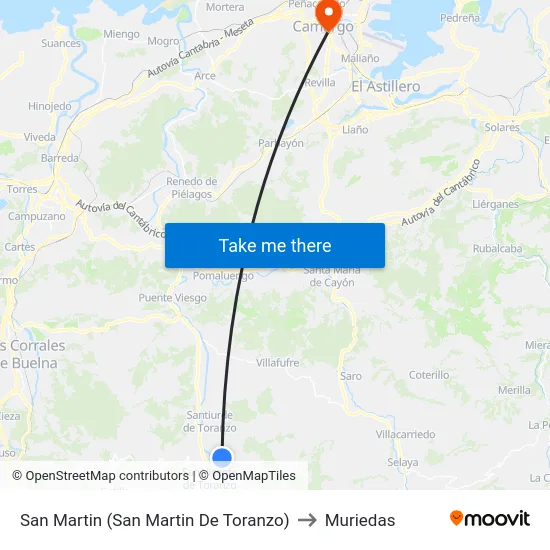 San Martin (San Martin De Toranzo) to Muriedas map