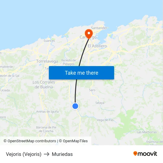 Vejoris (Vejoris) to Muriedas map