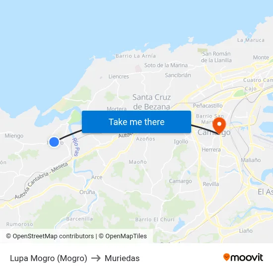Lupa Mogro (Mogro) to Muriedas map