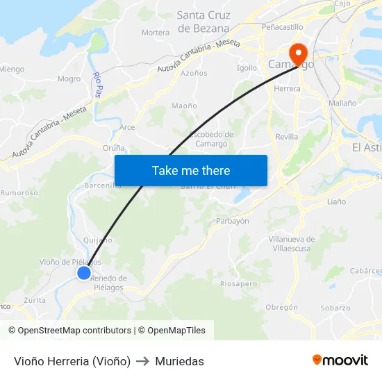 Vioño Herreria (Vioño) to Muriedas map