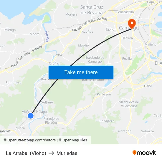 La Arrabal (Vioño) to Muriedas map