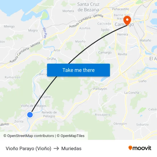 Vioño Parayo (Vioño) to Muriedas map