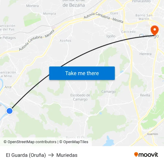 El Guarda (Oruña) to Muriedas map