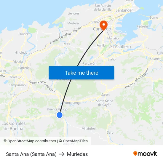 Santa Ana (Santa Ana) to Muriedas map