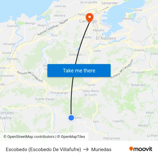 Escobedo (Escobedo De Villafufre) to Muriedas map