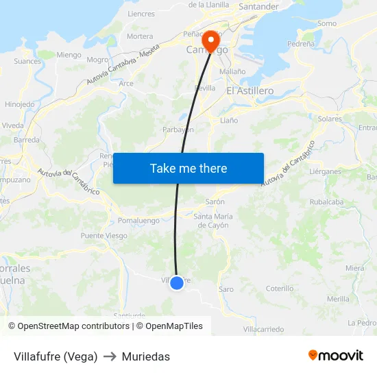 Villafufre (Vega) to Muriedas map