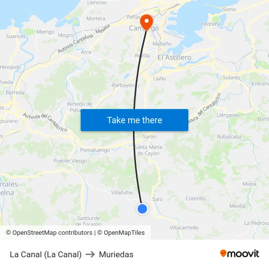 La Canal (La Canal) to Muriedas map
