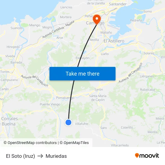 El Soto (Iruz) to Muriedas map