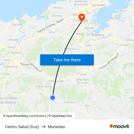 Centro Salud (Iruz) to Muriedas map