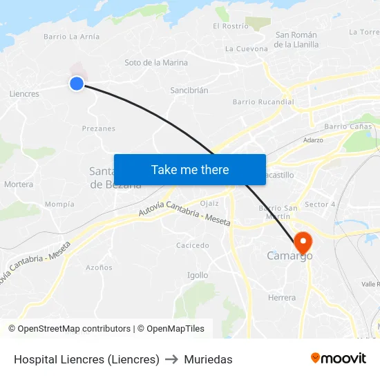 Hospital Liencres (Liencres) to Muriedas map