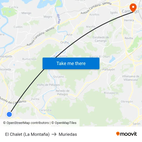 El Chalet (La Montaña) to Muriedas map