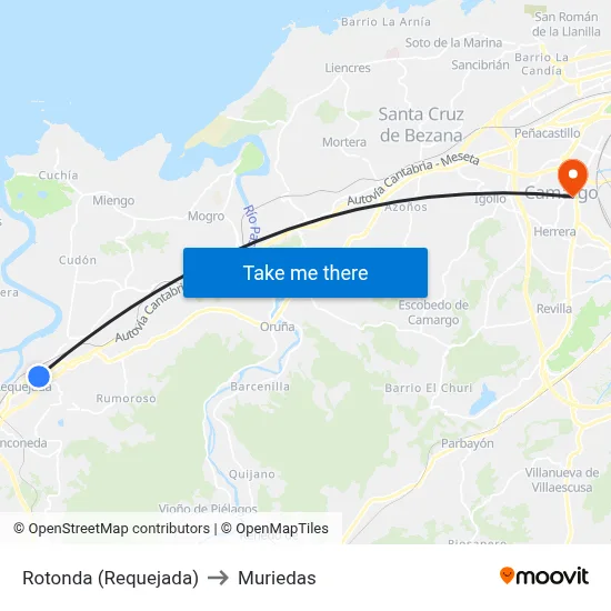 Rotonda (Requejada) to Muriedas map