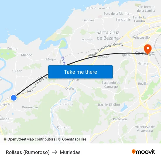 Rolisas (Rumoroso) to Muriedas map