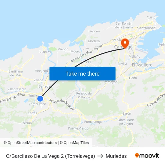 C/Garcilaso De La Vega 2 (Torrelavega) to Muriedas map