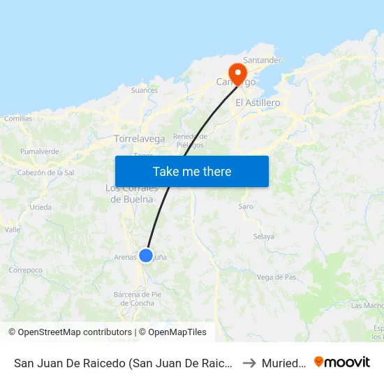 San Juan De Raicedo (San Juan De Raicedo) to Muriedas map