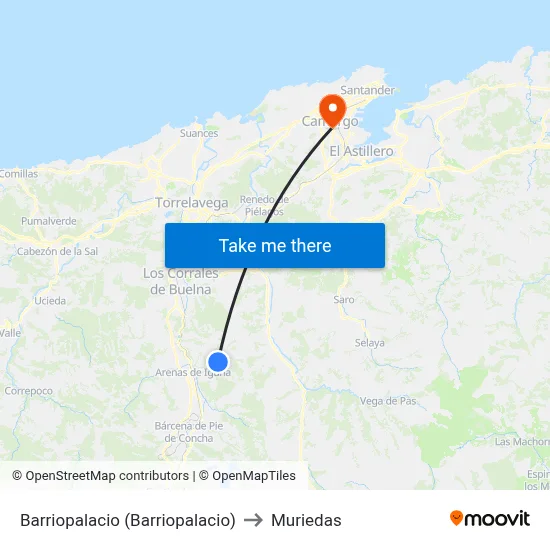 Barriopalacio (Barriopalacio) to Muriedas map