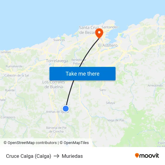 Cruce Calga (Calga) to Muriedas map