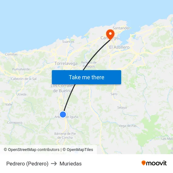 Pedrero (Pedrero) to Muriedas map