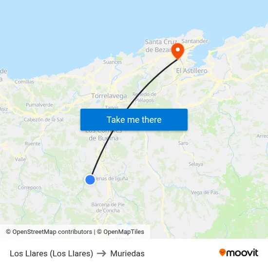 Los Llares (Los Llares) to Muriedas map