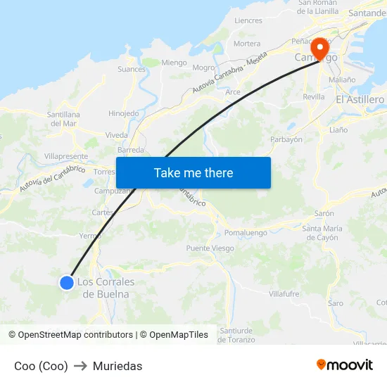Coo (Coo) to Muriedas map
