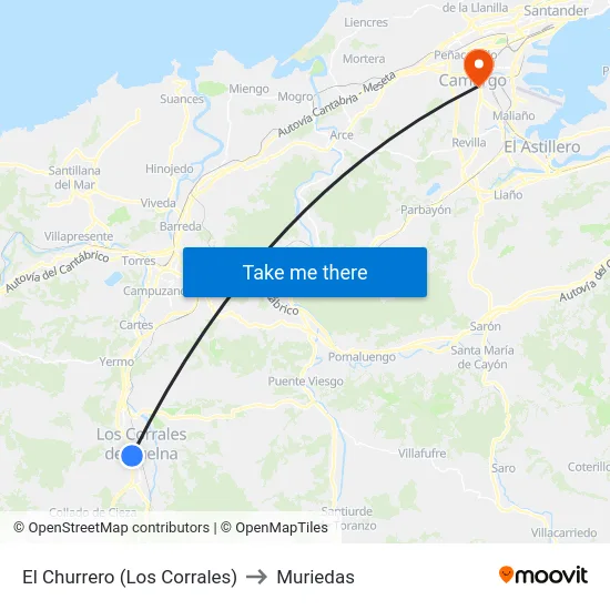 El Churrero (Los Corrales) to Muriedas map