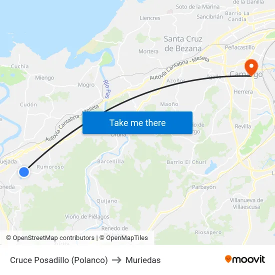 Cruce Posadillo (Polanco) to Muriedas map