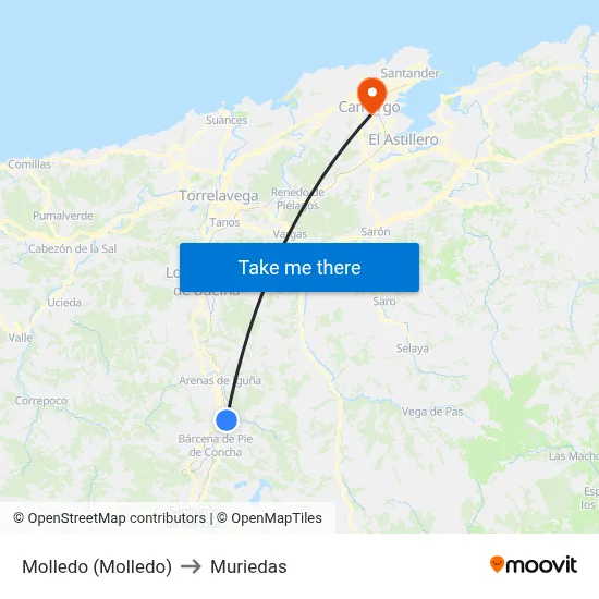Molledo (Molledo) to Muriedas map