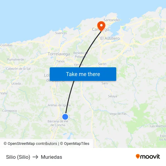 Silio (Silio) to Muriedas map