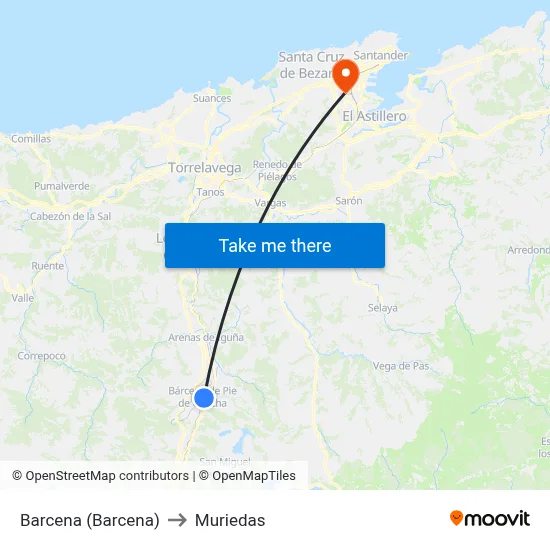 Barcena (Barcena) to Muriedas map