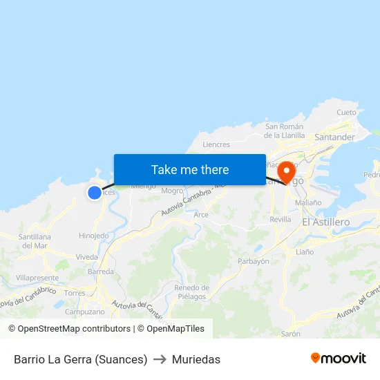 Barrio La Gerra (Suances) to Muriedas map