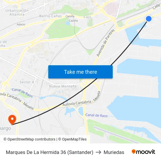 Marques De La Hermida 36 (Santander) to Muriedas map
