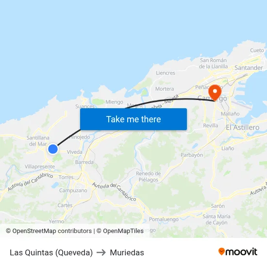 Las Quintas (Queveda) to Muriedas map