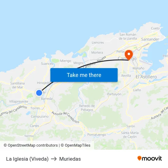 La Iglesia (Viveda) to Muriedas map