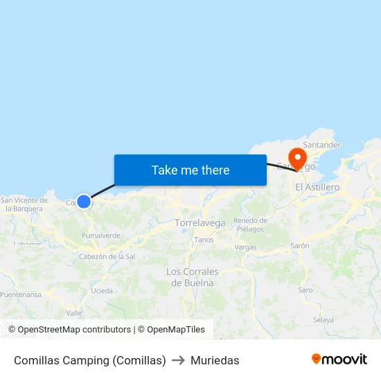 Comillas Camping (Comillas) to Muriedas map