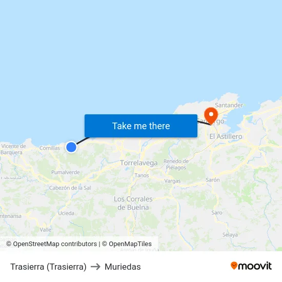 Trasierra (Trasierra) to Muriedas map