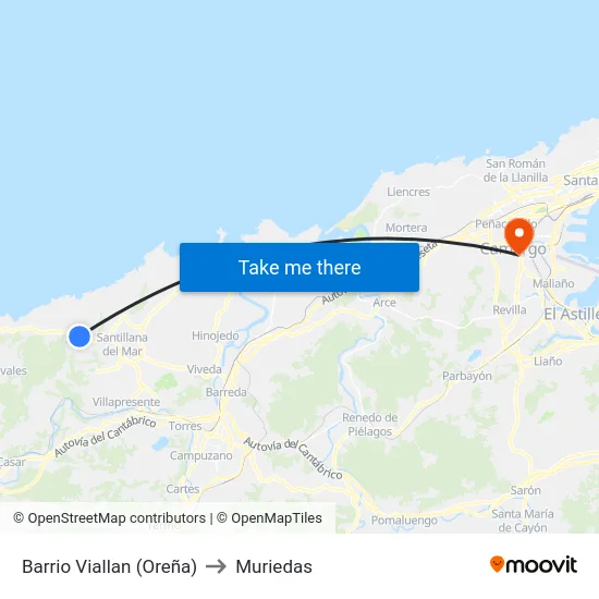 Barrio Viallan (Oreña) to Muriedas map