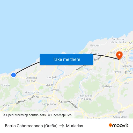 Barrio Caborredondo (Oreña) to Muriedas map