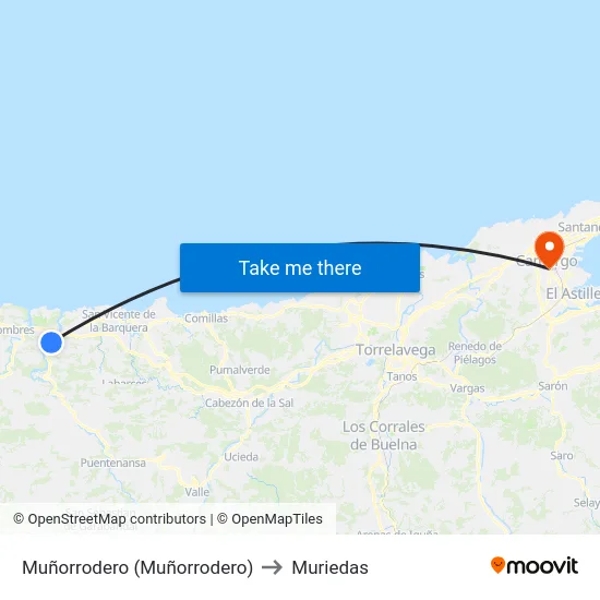 Muñorrodero (Muñorrodero) to Muriedas map