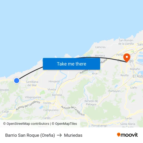 Barrio San Roque (Oreña) to Muriedas map