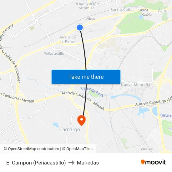 El Campon (Peñacastillo) to Muriedas map