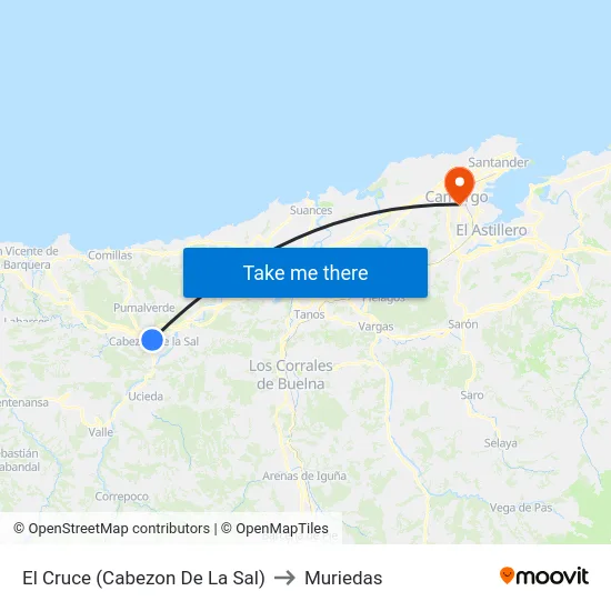 El Cruce (Cabezon De La Sal) to Muriedas map