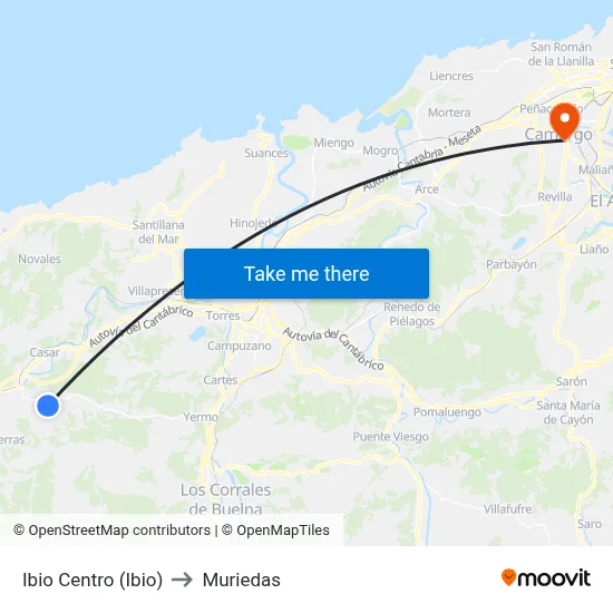 Ibio Centro (Ibio) to Muriedas map